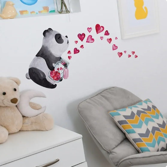 Selvlysende panda + hjerter