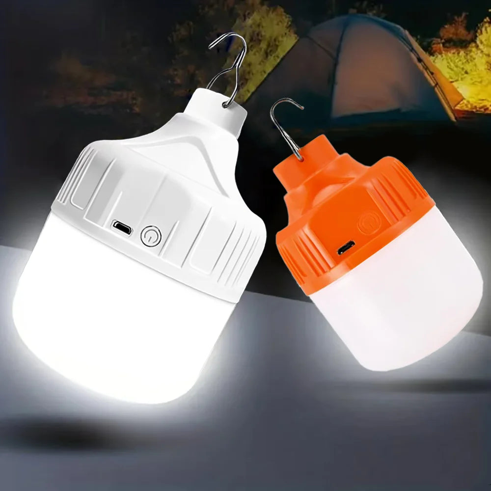 Oppladbar LED-lampe/Nødlampe - Hvit/Oransje