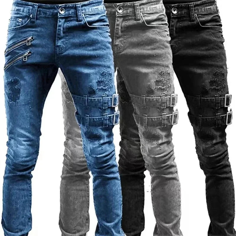 Skinny jeans i denim til herre