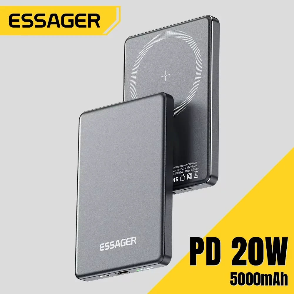 Essager - Magnetisk trådløs powerbank (5000mAh)