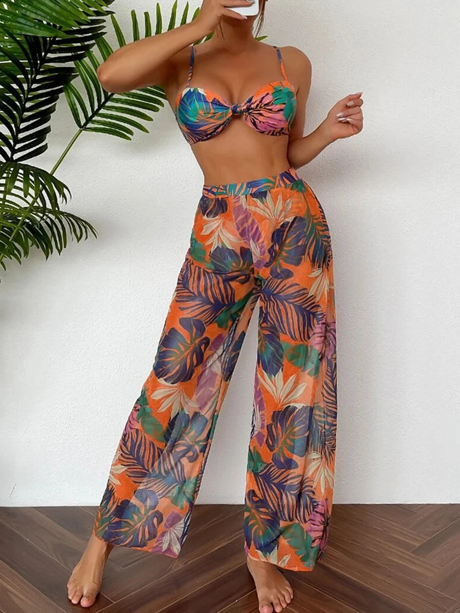 Bikini sett med lang bukse - 3 deler