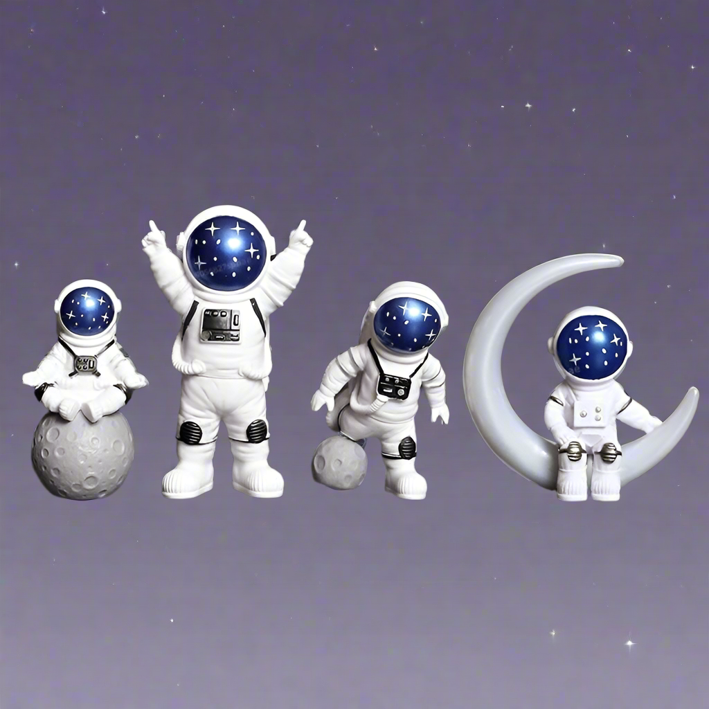 Astronaut figurer (Sett 4stk) - flere farger