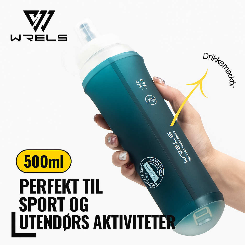 Sammenleggbar Vannflaske 500ml – Myk, BPA-fri og Ideell for Sport og Aktivitet